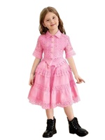 Ensemble 2 pièces haut à manches longues et jupe à revers en dentelle pour enfants, tenue décontractée pour filles, vente en gros, commande en gros