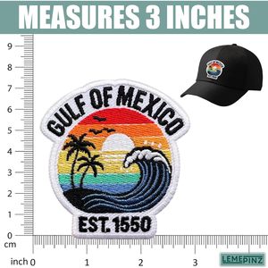 Parche Bordado Personalizado del Golfo de México de 3 Pulgadas, Termoadhesivo o para Coser, Aplique de Tela para Viajes - Product Image 3