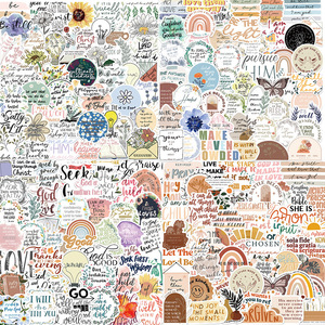 50 Jésus <span class=keywords><strong>Bible</strong></span> <span class=keywords><strong>Proverbes</strong></span> Inspirants Anglais PVC Autocollants Écologique Guitare Notes Bagages DIY Stickers pour Ordinateur Portable - Product Image 2