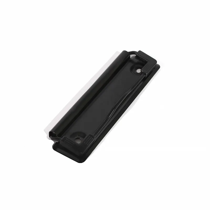 100mm Hot Sale Metal Black Clipboard Clip With Hanger And Rubber Corner For A4 Clipboard