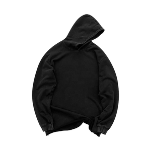 hoodie with oversized hood vintage raw hem hoodie custom 500 gsm acid wash 100 % cotton <b>mens</b> plain hoodies - Product Image 1