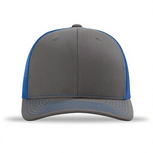 6-Panel Mesh Snapback Cap Gray Blue Contrast Color Adjustable Unisex Casual <b>Hat</b> Spring Summer Adult - Product Image 1