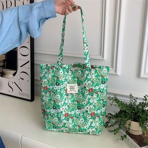 Hot Sale Flower Printed Tote Bag Reusable Drawstring <b>Shopping</b> Bag Large Capacity Cotton Tote Bags for Daily Work School Travel - Product Image 6