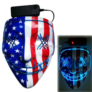 Masker kawat El bendera Amerika LED topeng menyala mode untuk hari indliontin topeng Festival 4 Juli - Product Image 1
