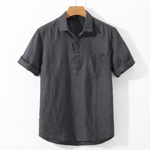 msf Custom <b>Linen</b> Cotton Casual <b>Men</b> Polo <b>Shirt</b> <b>Short</b> <b>Sleeve</b> Solid Knitted Breathable Pocket Summer Wear - Product Image 1