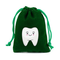 Mini sac conteneur de dents de lait écologique sac cadeau velours dents fée pochette bébé sac à cordon souple avec impression
