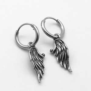 yunnique Titanium Steel Wing Hoop <b>Earrings</b> 316 Stainless Steel Unisex Jewelry Geometric Design Fashion <b>Cuff</b> <b>Earrings</b> - Product Image 1