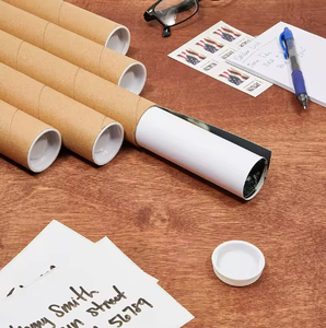 Tubo largo de envío de papel Kraft cilíndrico personalizado al por mayor con tapas de plástico póster cartón reciclable embalaje de tubos de envío - Product Image 3