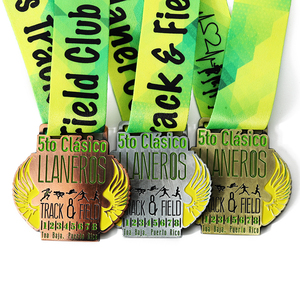 Medalla creativa de pista y <span class=keywords><strong>campo</strong></span> de bronce y oro fundido a presión de aleación de zinc de esmalte suave hecha a medida de fábrica - Product Image 1