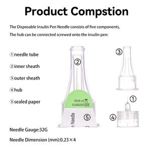Aiguilles jetables pour stylo à insuline et seringues vétérinaires 32G 4mm de Chine - Product Image 2