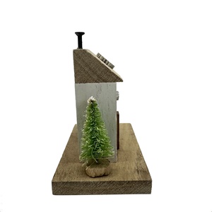 الشتاء 3D ندفة الثلج على شكل منزل طاولة مكتب صغير الخشب الحرفية الصغيرة كوخ خشبي الحلي مع شجرة صغيرة - Product Image 3