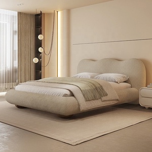 <span class=keywords><strong>Lit</strong></span> de luxe en tissu, style moderne et épuré, grand <span class=keywords><strong>lit</strong></span> capitonné pour chambre principale - Product Image 1