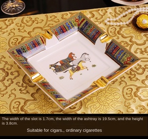 Cendrier à cigares en céramique carré de luxe moderne avec logo personnalisé pour une utilisation d'hôtel Grand design de personnalité 19,5x19,5x3,7 cm - Product Image 6