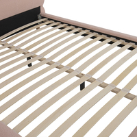 Lit double King Size Willsoon Design français Sherpa en laine et coton, tête de lit rembourrée à boutons capitonnés, cadre en bois souple