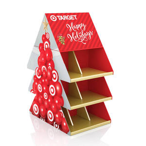 一加定制可折叠瓦楞纸板展示架现代超市商店促销广告纸地板托运人 - Product Image 5