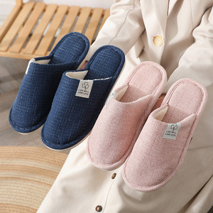 Pantuflas Unisex Transpirables de Lino y Algodón Suave para Interiores, con Forro de PVC, Punta Abierta, Amortiguación y Antideslizantes para Mujer - Product Image 3