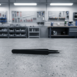 Pince à épiler professionnelle en acier inoxydable noir de 120 mm, pointe plate, précision, poignée confortable, durable, extensions de cils - Product Image 2