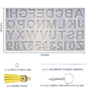 Pegamento de gota de cristal para llaves, epoxi con 26 letras <span class=keywords><strong>molde</strong></span> de silicona, colgante de cadena, joyería, número de tubo de pegamento - Product Image 2