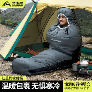 Bisinnna <b>Sleeping</b> <b>Bag</b> Adult <b>Winter</b> Outdoor Camping Mummy Style Hollow Cotton Down Windproof Portable - Product Image 2