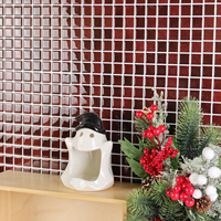 Nouvelles mosaïques auto-adhésives en PET à motif géométrique, couleur rouge, pour cuisine, salle de bain, salon