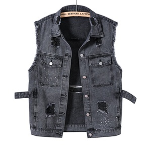 Nouvelle <span class=keywords><strong>veste</strong></span> <span class=keywords><strong>en</strong></span> <span class=keywords><strong>jean</strong></span> pour <span class=keywords><strong>femme</strong></span> avec strass, blouson <span class=keywords><strong>sans</strong></span> manches de haute qualité, taille Plus, 2023 - Product Image 2