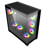 Vente en gros de boîtier pour ordinateur de bureau ATX panneau latéral en verre boîtier pour ordinateur de jeu noir boîtier pour processeur Atx acrylique Cool Mid Tower