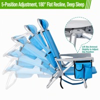 Chaise de plage moderne pliable et réglable pour l'extérieur, inclinable à 180° avec barre porte-serviette pour piscine, jardin, patio, pêche, camping