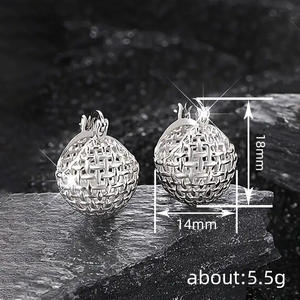 Pendientes clásicos de plata 925 con forma de bola para mujer, joyería de uso diario - Product Image 6