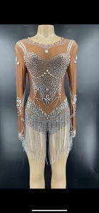 Abito estivo Novance Y2160 2022 gli artisti di danza con nappe di cristallo vestono costumi di scena da discoteca a maniche lunghe per cantanti - Product Image 4