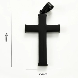 Collier pendentif croix simple en acier inoxydable, couleur argent, or, noir, pour hommes et femmes, bijoux religieux chrétiens, charmes de prière - Product Image 2