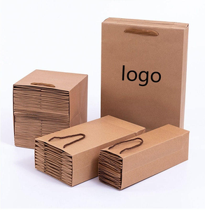 Sacs en papier kraft imprimés à la main, réutilisables, best-sellers, durables, écologiques, design classique, poignées robustes, pour le shopping - Product Image 1
