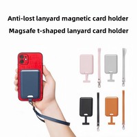 Dompet Ponsel Tipis Kulit PU Magnetik dengan Tali Pergelangan Tangan, Kantong Bisnis, Logo Kustom, Tempat Kartu Ponsel Tipis untuk Magsafe