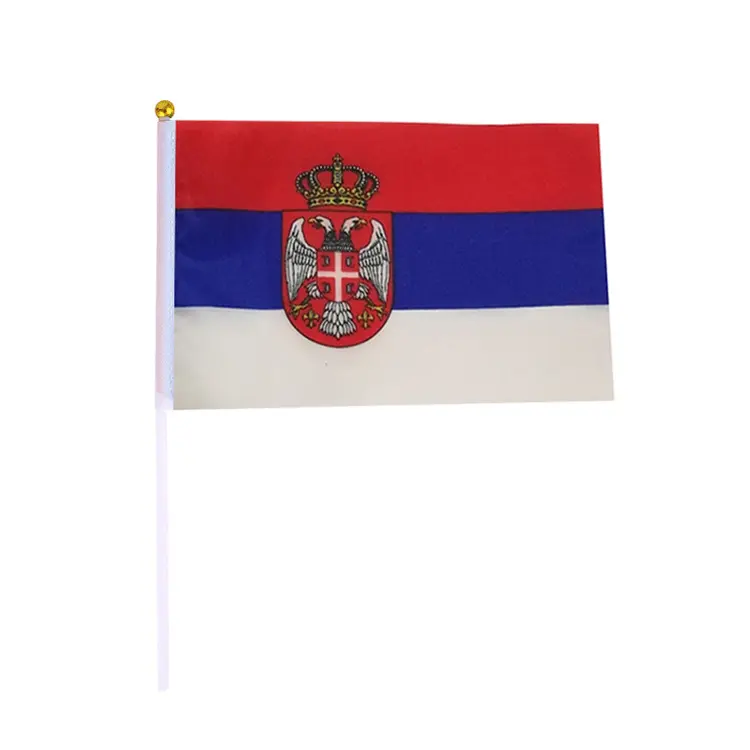 Custom Logo Handzwaaiende Vlag Rusland Servia Top 32 Teams Internationale Vlag Gors