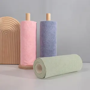 Özelleştirilmiş tek kullanımlık gözyaşı uzakta mikrofiber temizlik bezi rulo mutfak kullanımlık mikrofiber hızlı kuru havlu ruloları