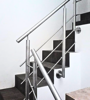 JBM Luxe Moderne Intérieur/Extérieur Acier Inoxydable 304 Taille Personnalisable Poli Sablé Tube Rampe Main Courante Escalier Verre Connecté