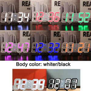 2024 novedad Color lámpara Led alarma Snooze dígitos reloj despertador de pared números 3D reloj de mesa - Product Image 6