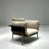 Fauteuil d'appoint en velours de luxe moderne OAKEN, structure en métal doré, canapé individuel VIP rembourré, fauteuil Totu pour salon