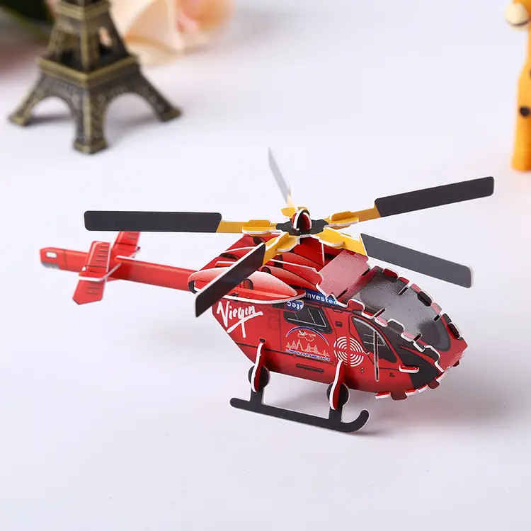 Educational toys kids learning plastic 3d pp helicopter puzzle for promotion gifts