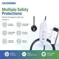 Chargeur EV portable certifié CE Type 2 IEC 62196 Mode 2 16A 230V avec câble TPU de 7,6 m OEM pour le Royaume-Uni et la Belgique