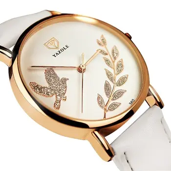 Yazole J 360 יוקרה קוורץ משובץ יהלומי שעון נשים שעון יונת שלום זית סניף יפה גבירותיי פנסי שעון