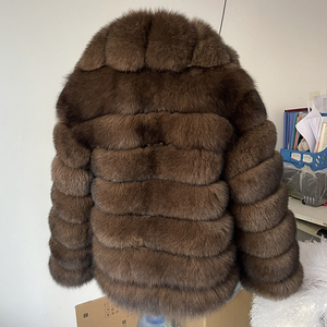 Cappotto Invernale Corto di Alta Gamma per <span class=keywords><strong>Donna</strong></span>, Elegante con Collo in Pelliccia di Volpe e Zibellino, Monopetto, <span class=keywords><strong>Trench</strong></span> Tinto, Caldo - Product Image 5