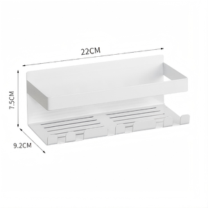 Estante de metal para baño montado en la pared con ganchos Estantes de almacenamiento de acero inoxidable Sin perforación Estante de champú de ducha simple transfronterizo - Product Image 6