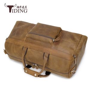 Bolsa de Viaje de Cuero Crazy Horse Tiding, Gran Capacidad, Correa Ajustable, Bolsa de Negocios para Hombre, Color Café - Product Image 4