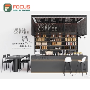 Premium Coffee Merchandise Display <b>Rack</b> Laminate Wood Finish Coffee Bean Display Area Cafe Product Display <b>Rack</b> - Product Image 3