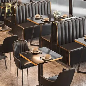 hot sale restaurant furniture modern restaurant booth black color leather cheap fast food restaurant table and chair for sale