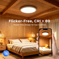 Plafonnier LED ultra fin rond encastré, 3 températures de couleur, dimmable, IRC 80, économie d'énergie, pour salon, hôtel