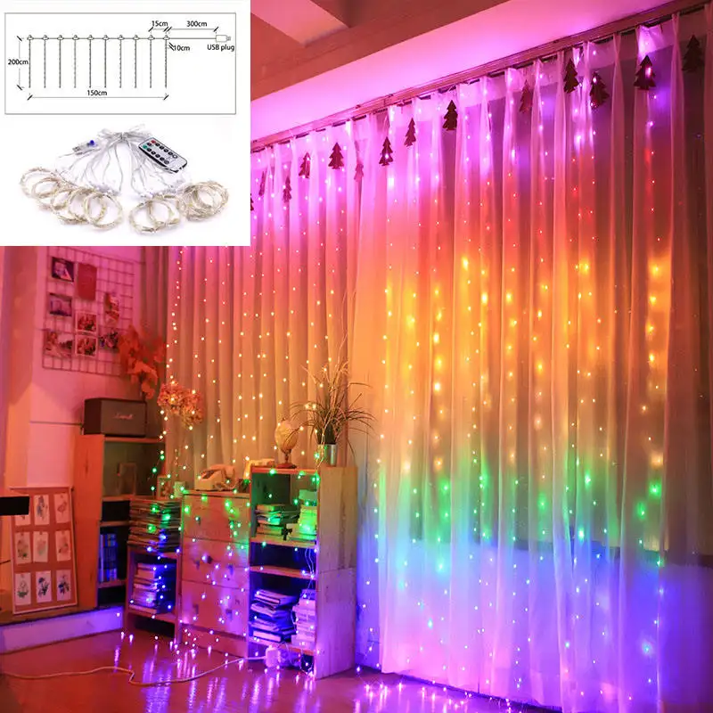 Fairy Lights Slinger Led Festoons Gordijn Lamp Usb Afstandsbediening Gordijnen String Lights Kerst Decoratie Voor Nieuwjaar