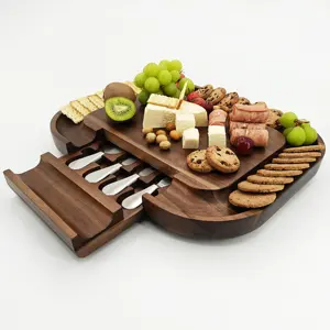 Personalized Wood Cheese Board Serving Tray for Appetizers Board and Wood Charcuterie Board Set Serving Platter with Handle