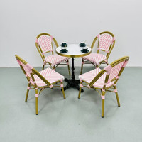 Ensemble de chaises et de table en rotin PE et en alliage d'aluminium de style moderne pour parc, cour, restaurant, jardin, café, usage de loisirs