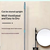 Serpillère paresseuse style influenceur avec manche télescopique, serpillère plate double usage (humide/sèche) à tampon rotatif mains libres pour carrelages et céramiques